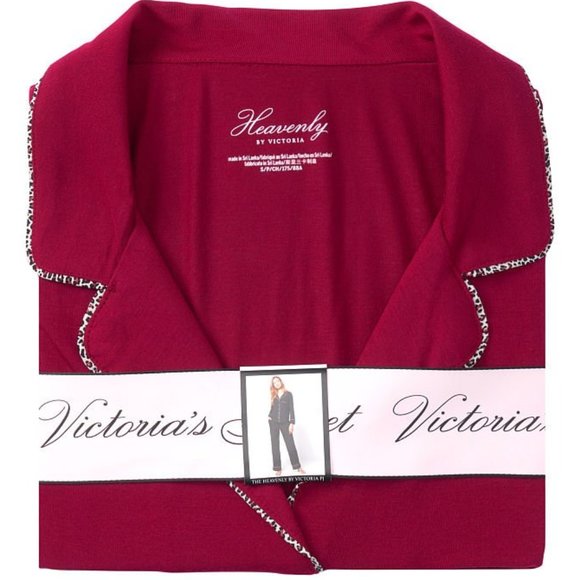 VS XS Regular 30" Inseam Modal PJ Set Red with Leopard Piping NWT - Picture 14 of 16